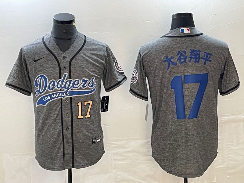Men Los Angeles Dodgers 17 Ohtani Grey Nike Game MLB Jersey style 14